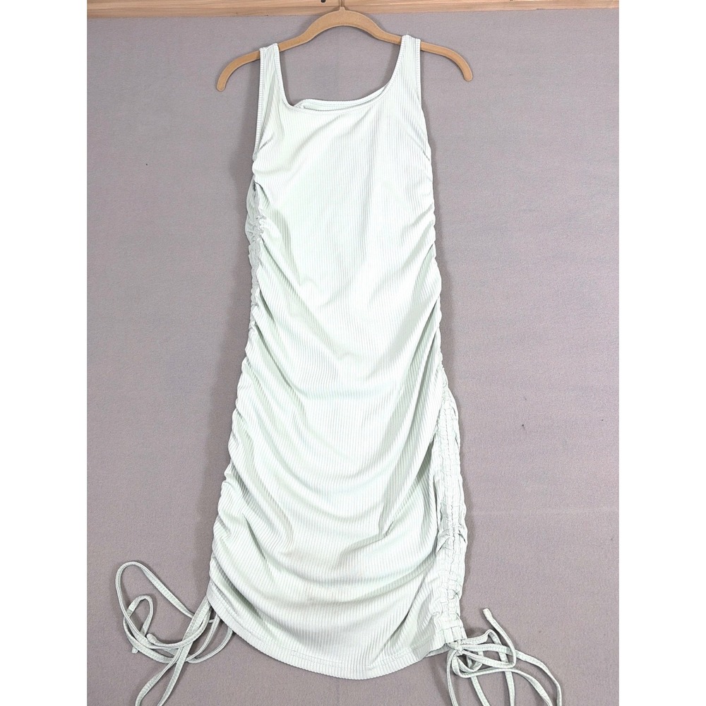 SHEIN Mint Green Ribbed Bodycon Dress Adjustable Cinched Sides Sleeveless Small - Picture 5 of 7
